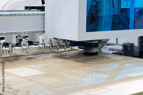 MDF kitchen facades milling on CNC router machine