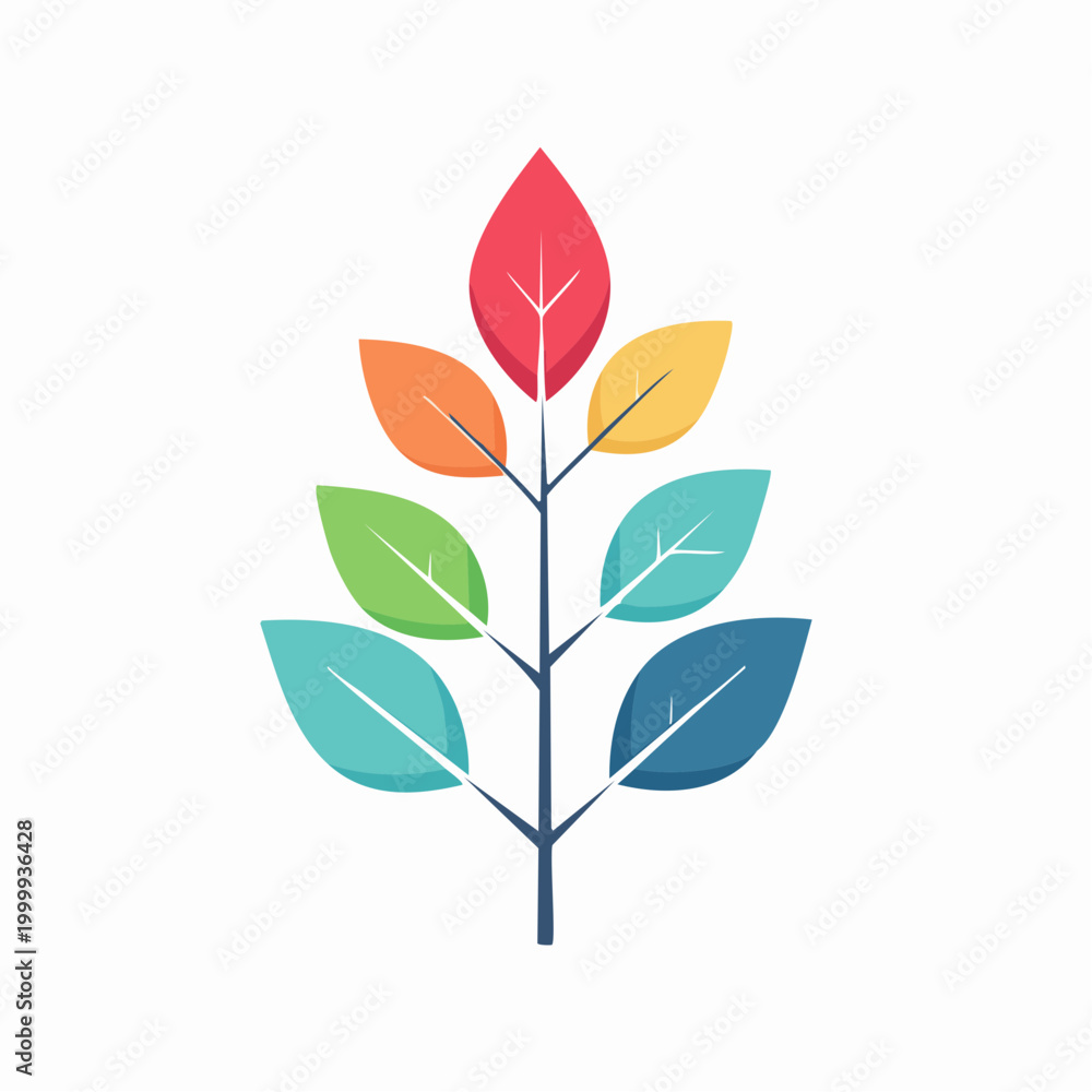 Obraz premium Stylized Branch with Colorful Leaves
