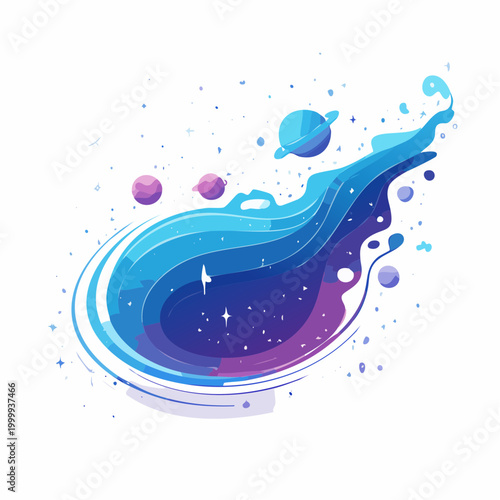 Abstract Cosmic Swirl with Planets and Stars
