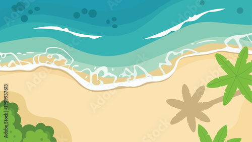 Coastal Waves Bali Beach Flat Design Illustration