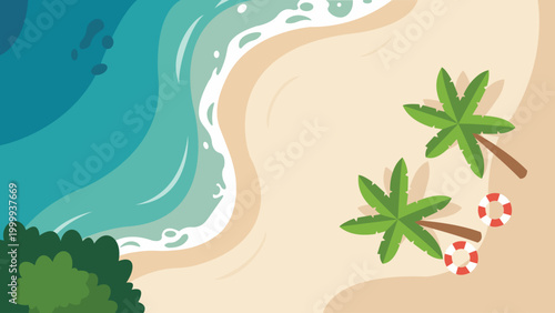 Sandy Curve Bali Beach Flat Design Illustration