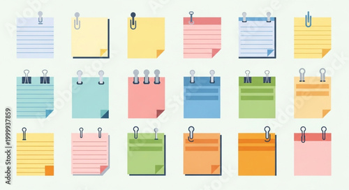 Colorful sticky note paper clips.