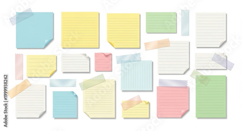 Colorful sticky note paper pads.