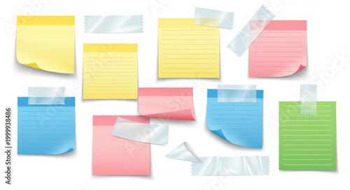 Colorful sticky note paper pads.