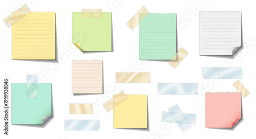 Colorful sticky note paper pads.