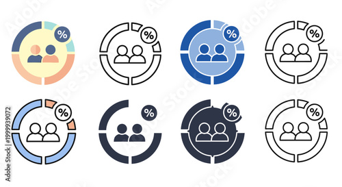 Demographics Pie Charts Showing Business and Social Statistics Data