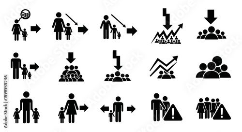 Family Pictogram Symbols Set Showing Different Stages and Family Relations