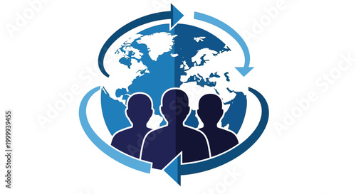 Global People Network Connection Concept Design with Arrows and Earth Icon