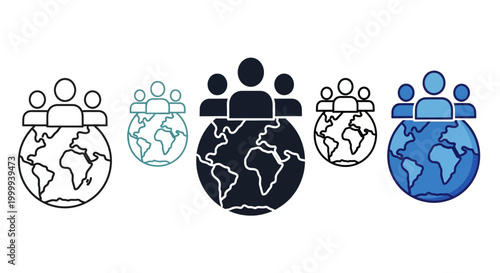 Global Teamwork Illustrated Icons of People Connecting Worldwide