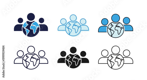 Global Teamwork Icon Set Displaying Connection Collaboration and Unity