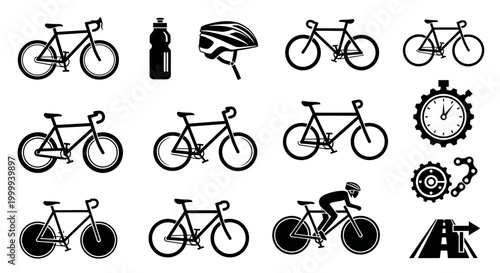 Collection of Bicycle and Cycling Related Icons and Graphics