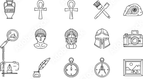 Tableau sur toile Black  White Line Art Archaeology and Ancient History Icons