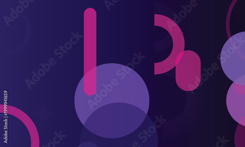 Abstract geometric shapes in purple and pink hues on dark blue background