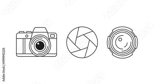 Camera Icon, Aperture and Lens Elements - Photography Concept