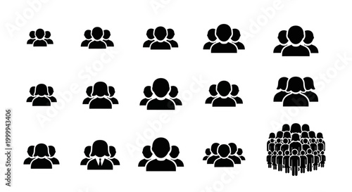 Crowd Icons Collection: Small to Large Groups of People Silhouettes