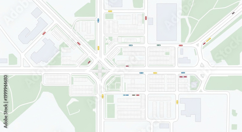 Detailed City Street Map Aerial View.