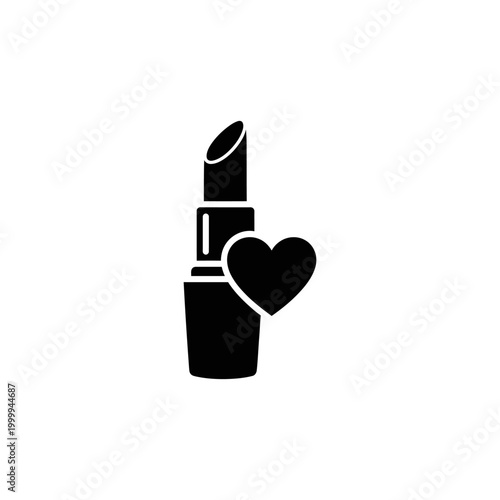 Black Lipstick Icon with Heart Symbol