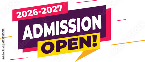  Admission open banner ,poster for 2026-2027 educational institutions vector illustration isolated on background. enrollment campaigns for 2026-2027 vector design.