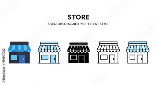 Diverse Vector Store Icons Collection Modern Business and Retail Shop Symbols for Web and Mobile UI/UX Design Projects