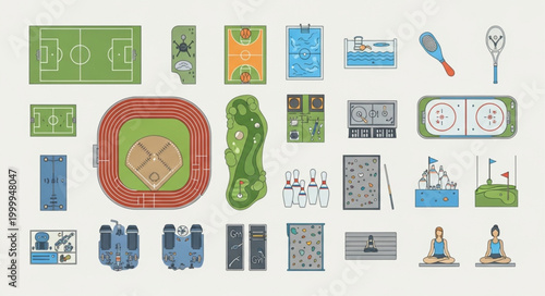 Collection of Sports and Leisure Icons and Symbols.