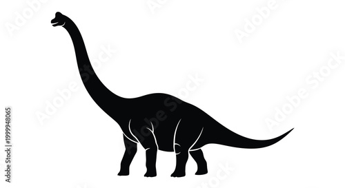 Brachiosaurus silhouette on a white background high quality