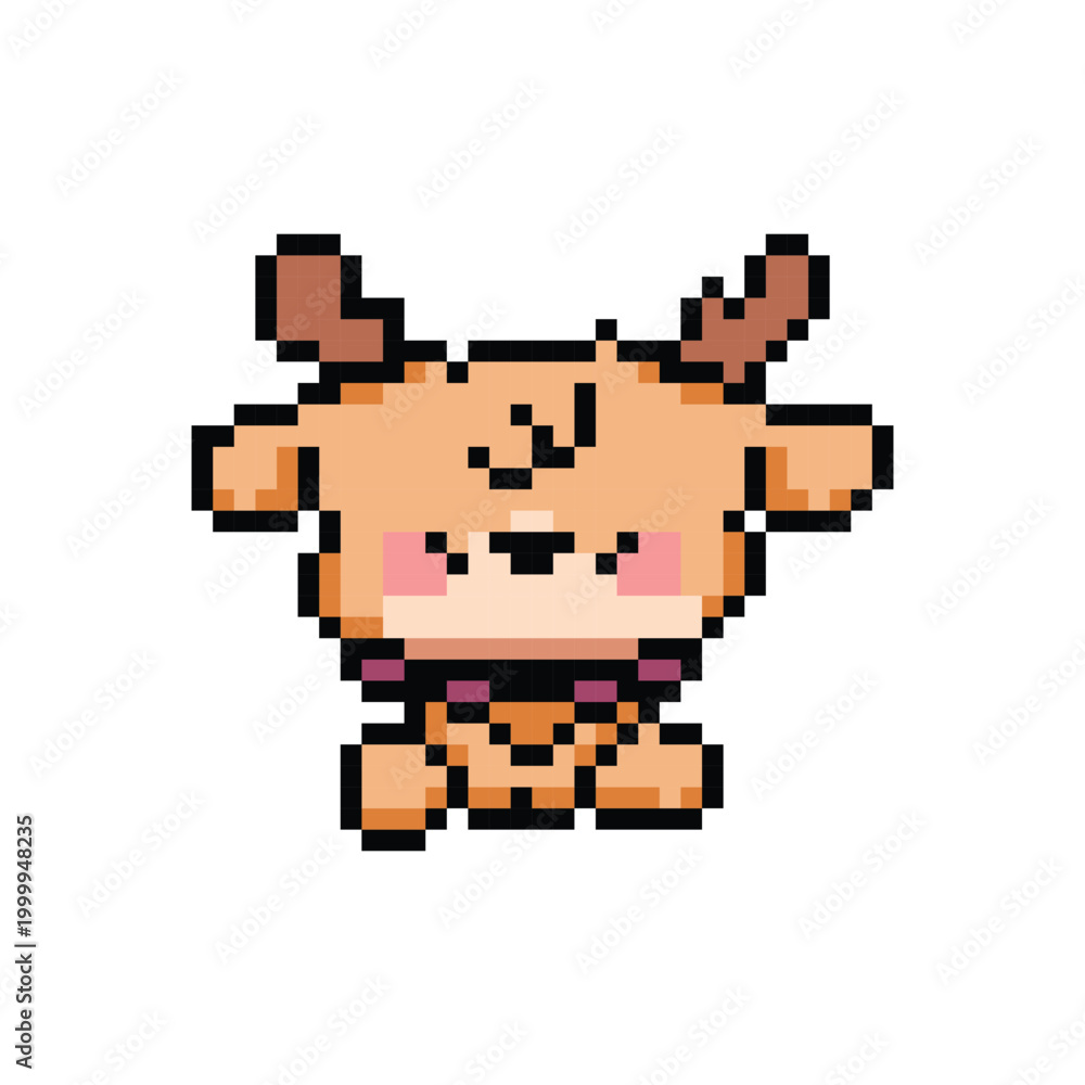 Fototapeta premium Cute illustration pixel art character deer design vector