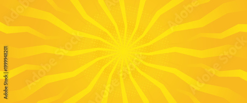 Yellow Comic Style Background. Modern creative pop art rays halftone style background. Clean anime halftone backdrop