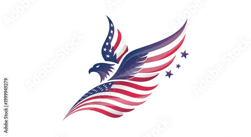 Patriotic eagle, American flag, flying eagle, USA independence symbol