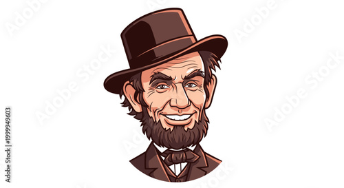 Cartoon Abraham Lincoln smiling face.