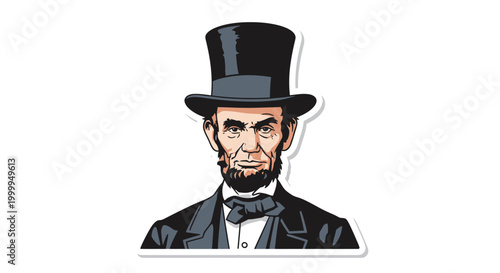 Abraham Lincoln Cartoon Portrait Illustration.