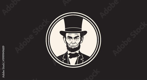 Lincoln portrait in a circle frame.