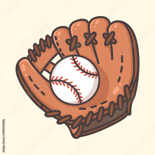 Baseball Glove Holding Ball Illustration for icon, sticker and other uses
