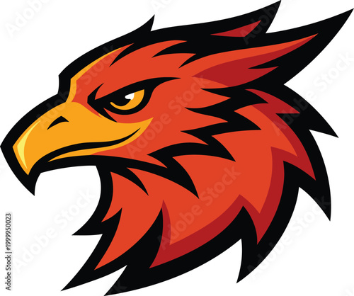Aggressive phoenix bird head logo