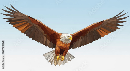 Brown Eagle, Flying Eagle, Bird of Prey, Wildlife Illustration, Vector Graphic