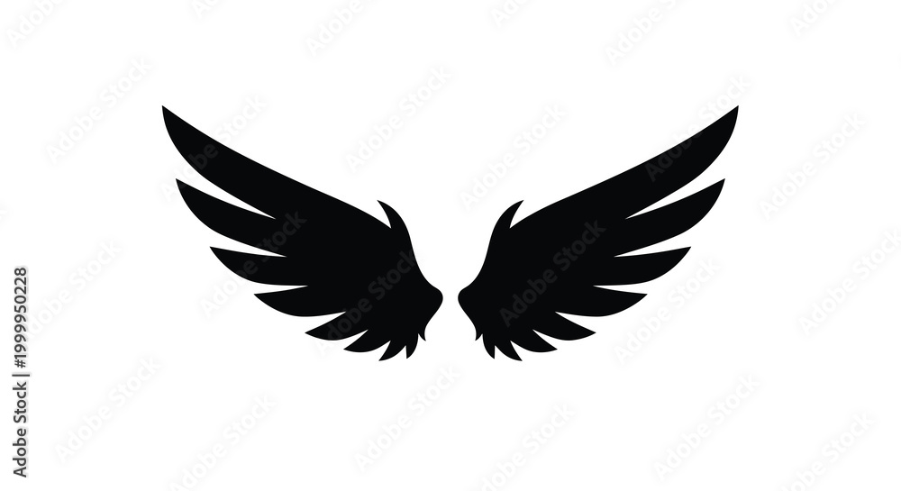 Obraz premium Wing silhouette against white background black feather design