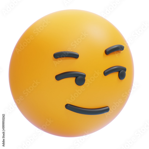 Fotografi PNG 3D Smirking Emoji Face with Playful Expression Icon Isolated on a Transparen