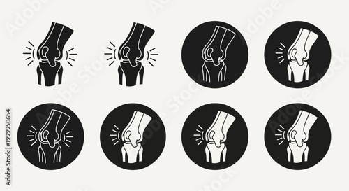Knee Joint Pain Icon Set Symbolizing Orthopedic and Healthcare Needs