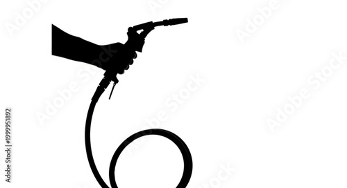 Silhouette of a Hand Holding a Gas Pump Nozzle.