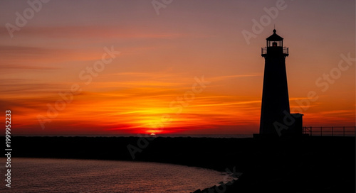 Silhouette of a Lighthouse at Sunset - A Beacon of Hope and Guidance.
