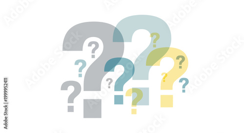 Group of Colorful Question Marks Over White Background