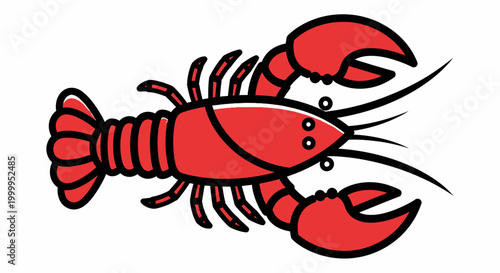 Red Cartoon Lobster Illustration Closeup.