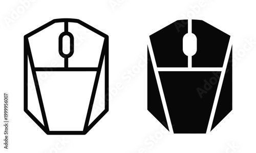 Computer mouse line and filled shapes Vector