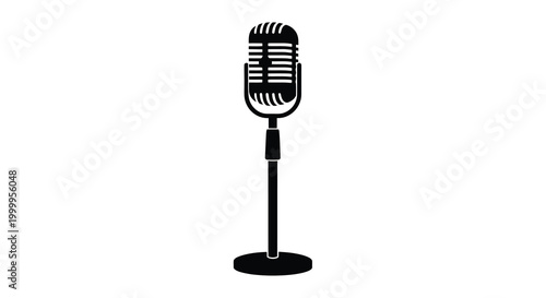 Vintage microphone silhouette on a white background