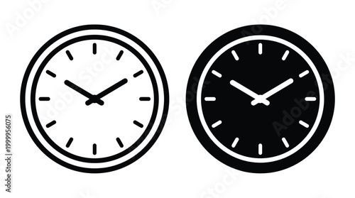 Two clocks showing different times on white background Vector