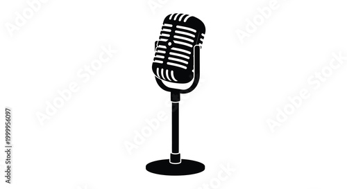Vintage microphone silhouette on a white background