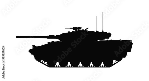 Tank silhouette against white background military vehicle profile