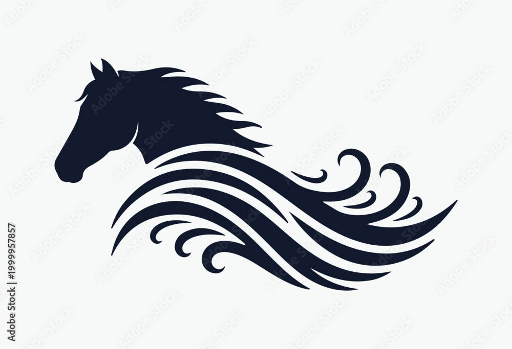 Obraz premium Horse wave silhouette logo.