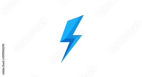 Blue lightning bolt icon on white background. Energy symbol.