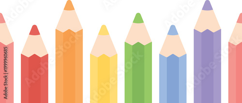 Bild auf Leinwand Cute pastel colored pencils seamless border