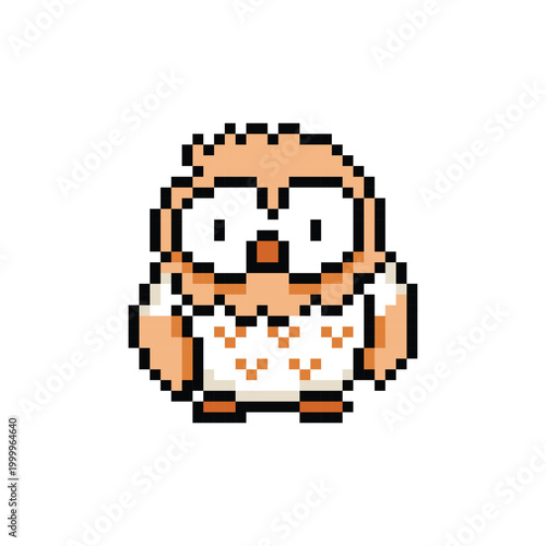 Cute illustration pixel art character owl design vector